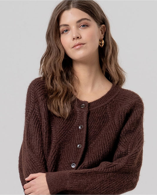 SURKANA - Cardigan con trecce, Cioccolato