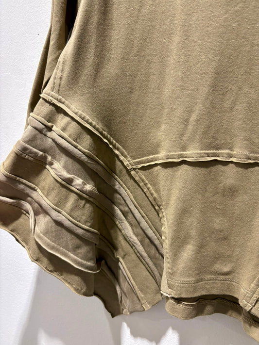 MANESERA - T-shirt con nervature, Kaki