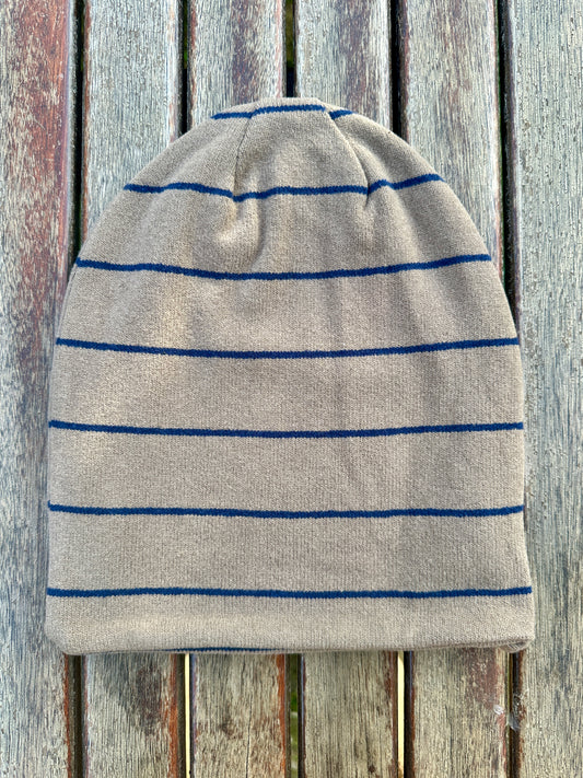 MAMA B - Berretto in cotone Kaki, Riga Blu