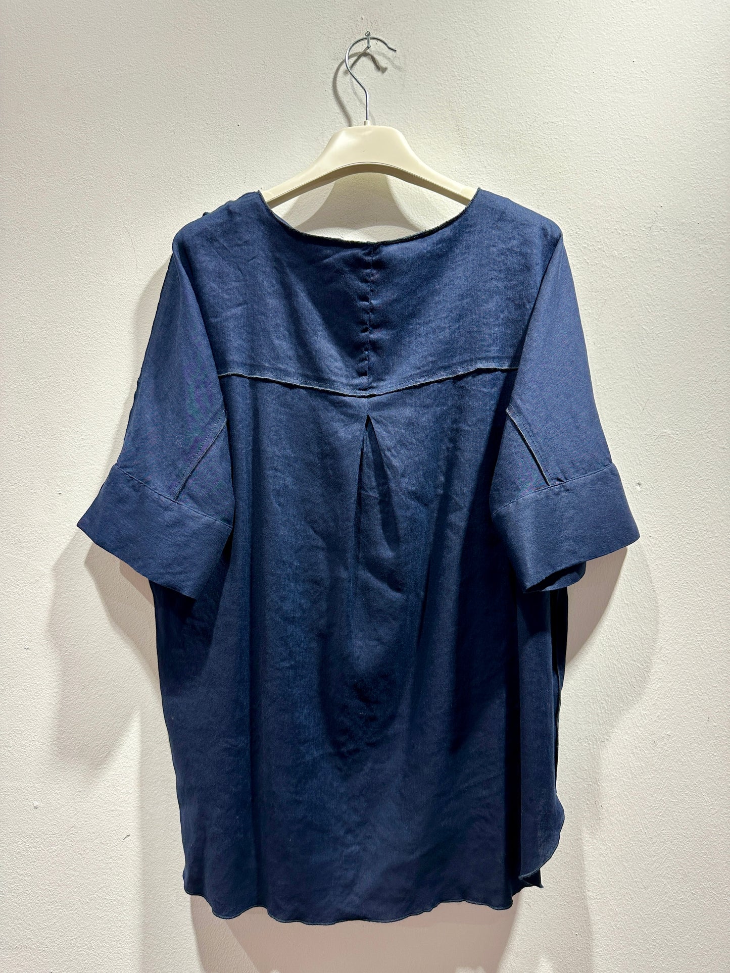 ALESSIA SANTI - Blusa con taschino misto lino, Blu