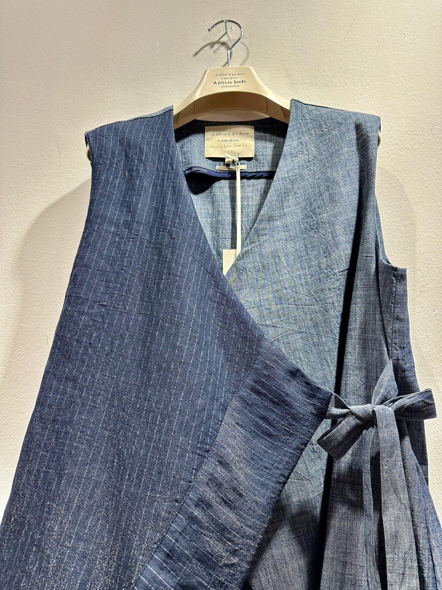 ALESSIA SANTI - Gilet lungo in cotone, Blu
