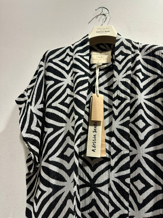 ALESSIA SANTI - Kimono lungo fantasia, Nero