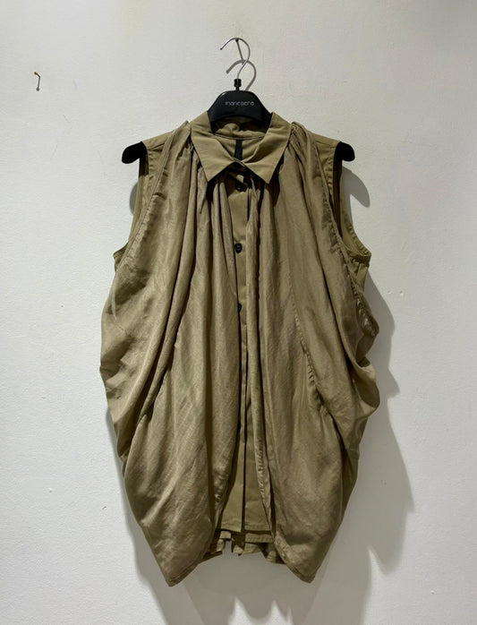 MANESERA - Camicia drappeggiata, Kaki