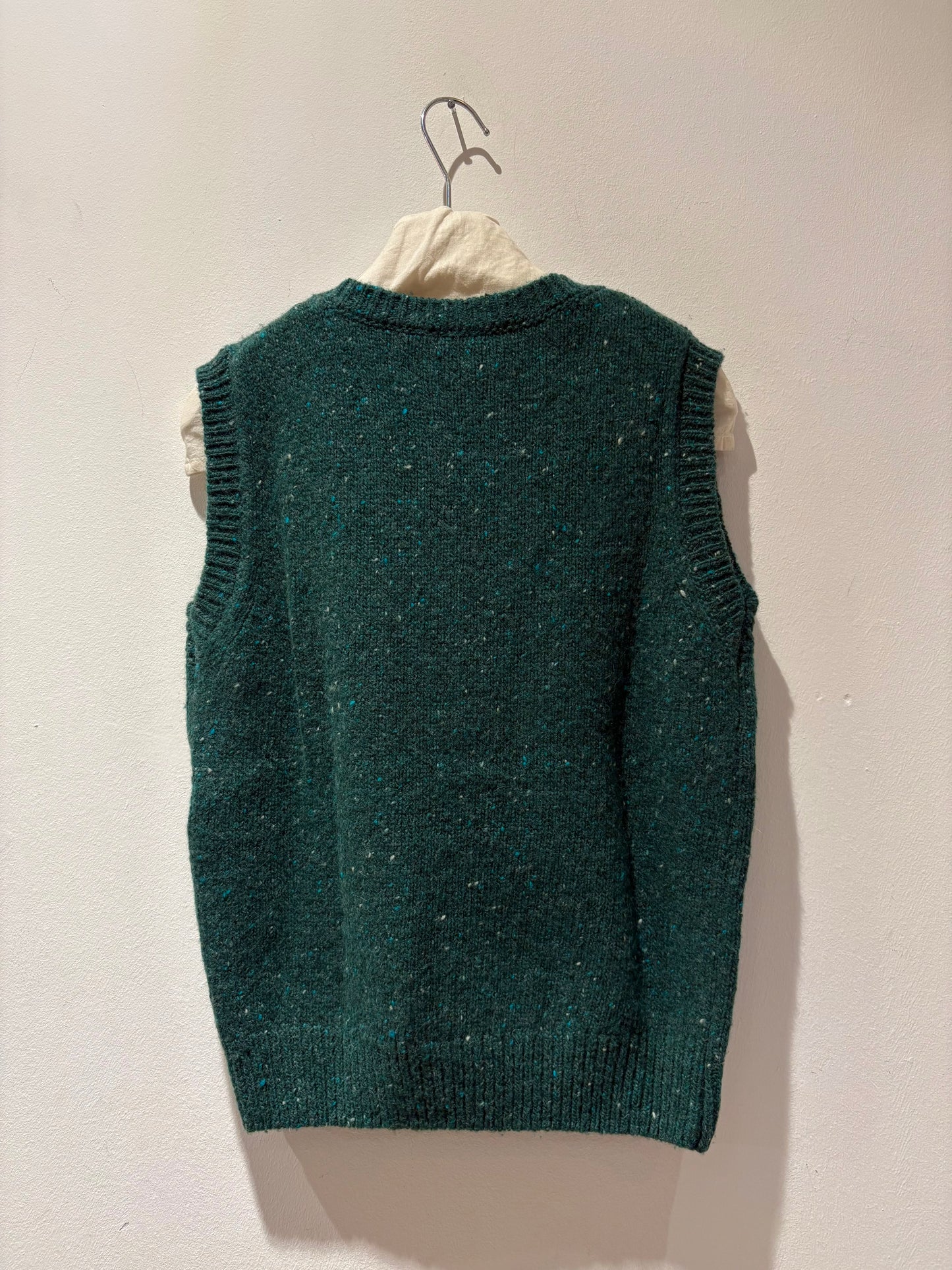 YERSE - Gilet misto lana merino, Verde Mélange