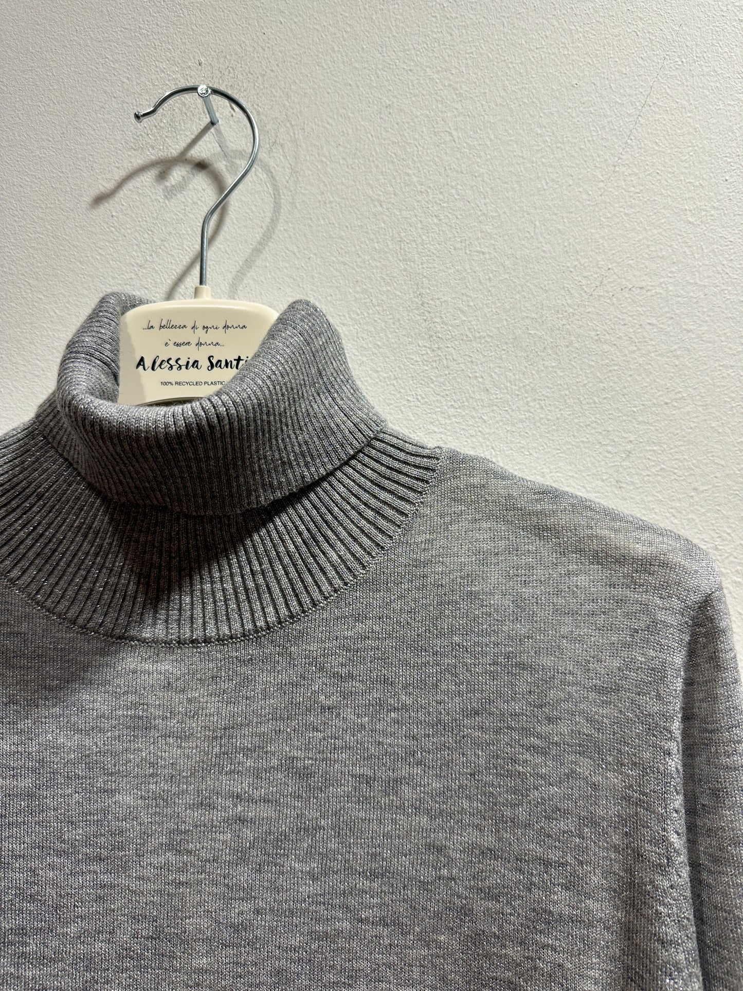 ALESSIA SANTI - Maglia dolcevita spacco, Grigio
