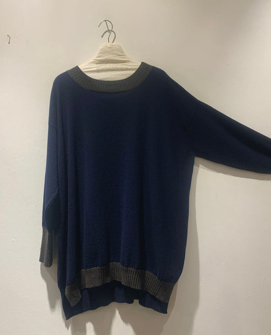 KNIT KNIT - Maglia oversize in lana merino, Navy