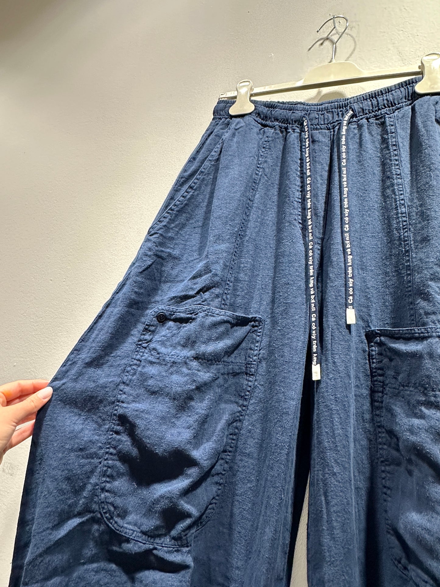 RUNDHOLZ - Pantalone balloon in lino, Navy