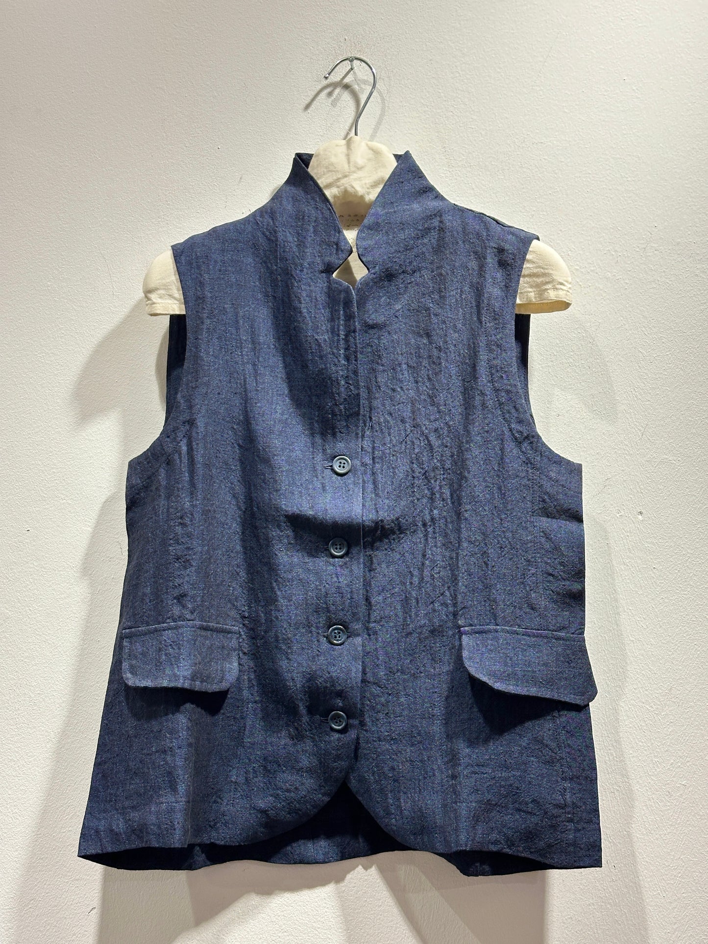 MAMA B - Gilet in lino Kimchi A, Blu