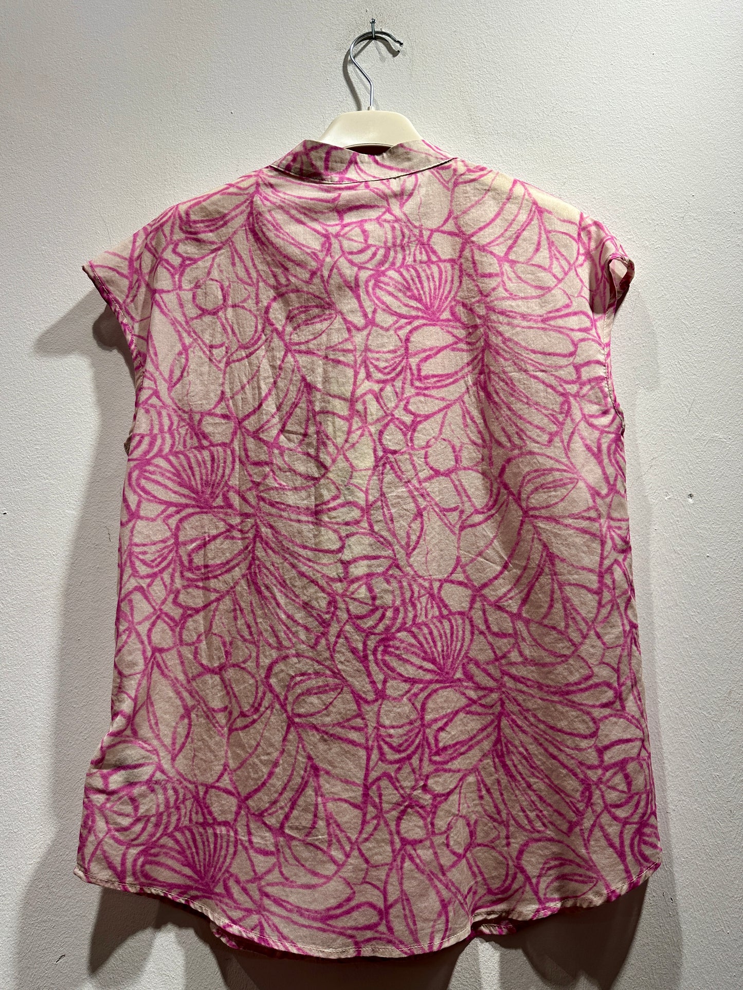ALESSIA SANTI - Camicia fantasia con rouches, Fucsia