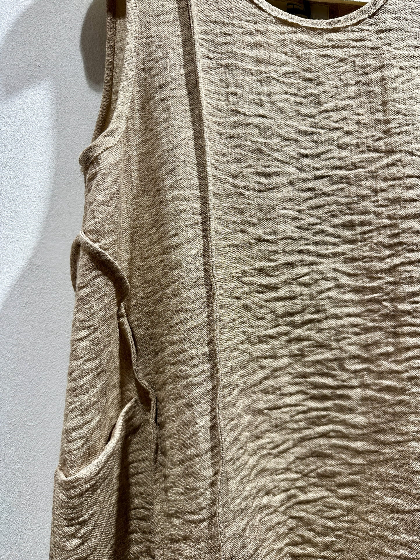 TADASHI - Canotta tasche nervature, Beige