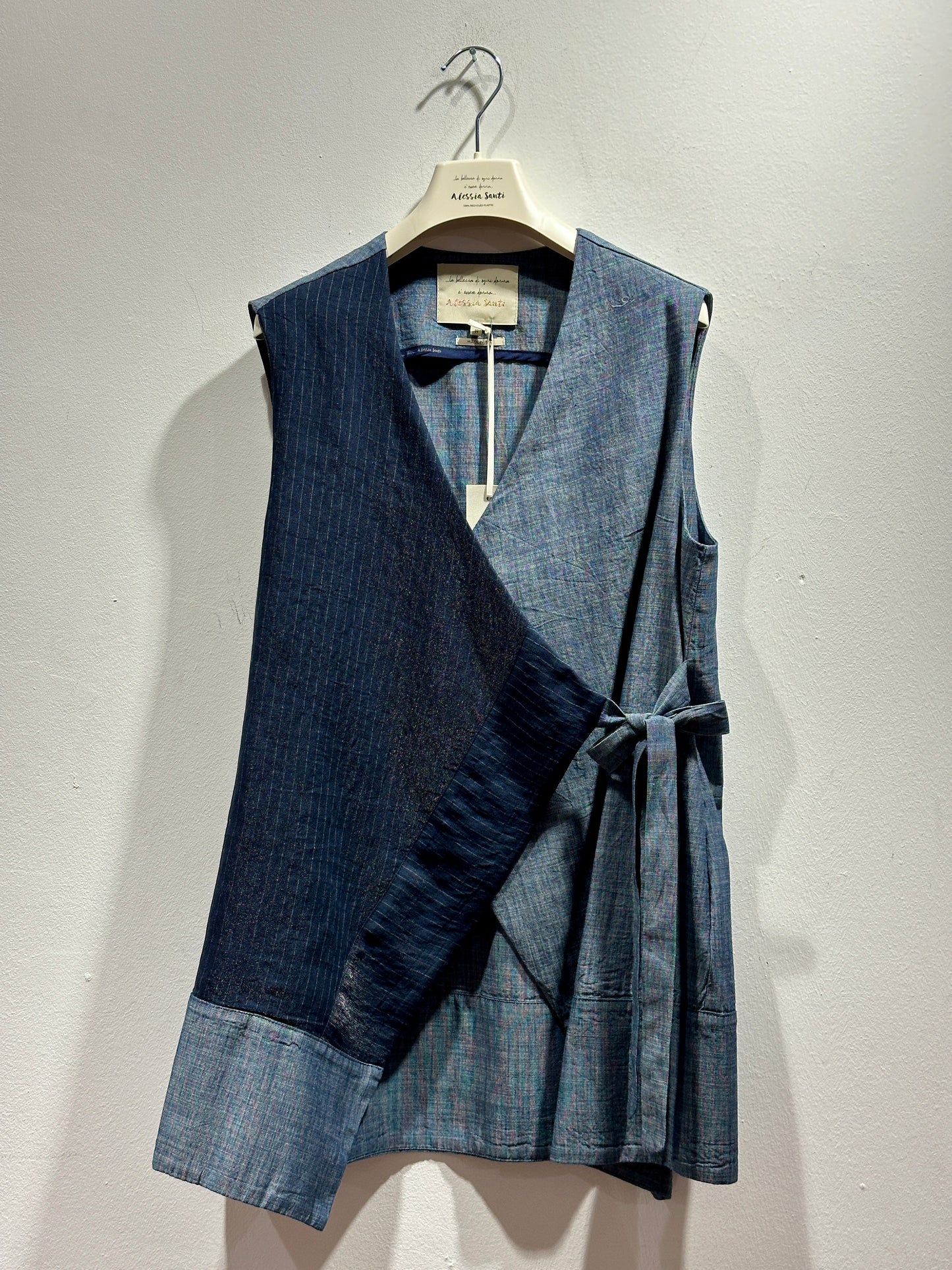 ALESSIA SANTI - Gilet lungo in cotone, Blu