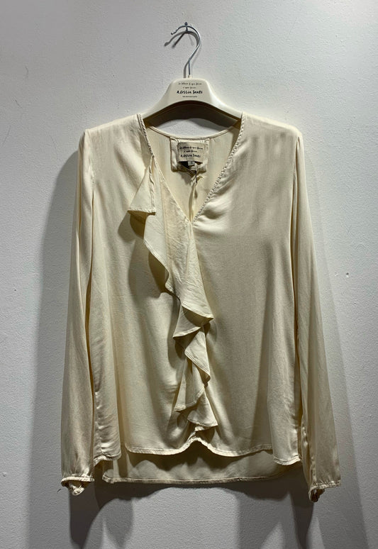 ALESSIA SANTI - Blusa volant, Crema