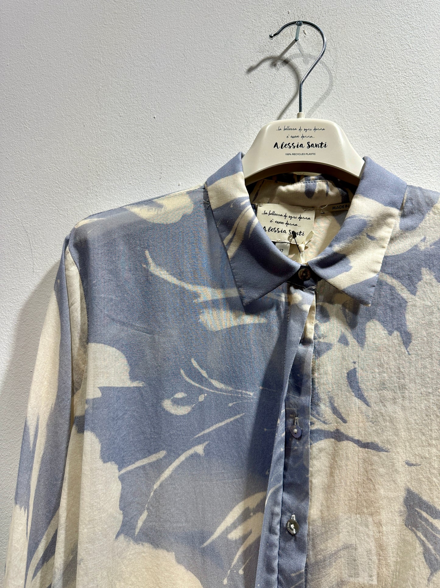 ALESSIA SANTI - Camicia fantasia floreale, Azzurro