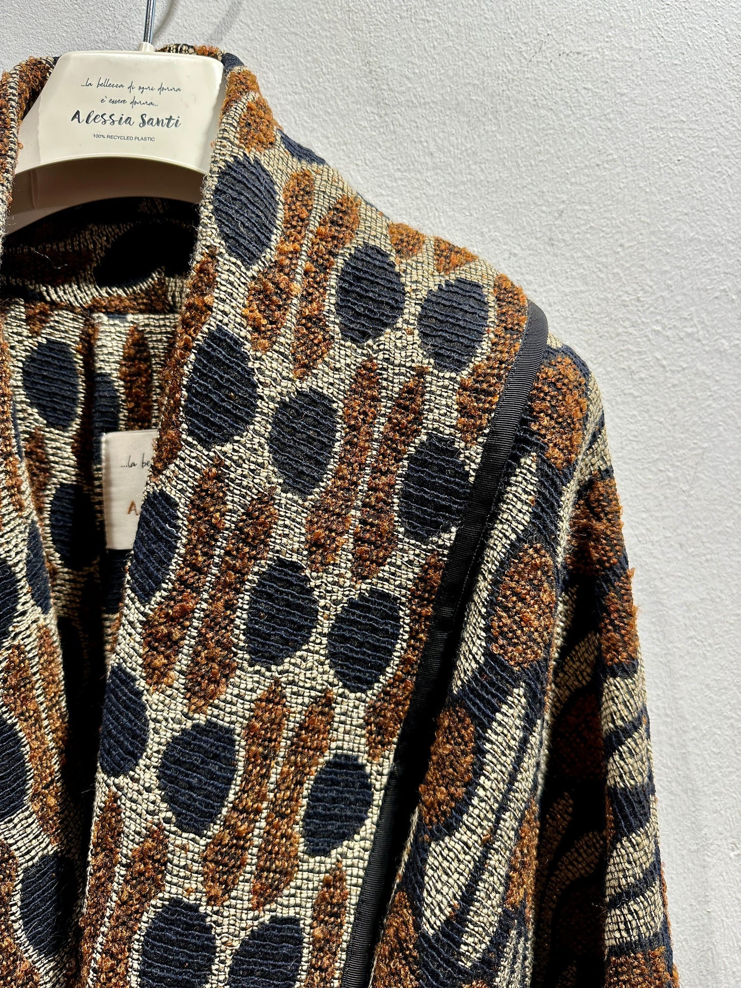 ALESSIA SANTI - Cappotto lungo fantasia con inserti in lurex