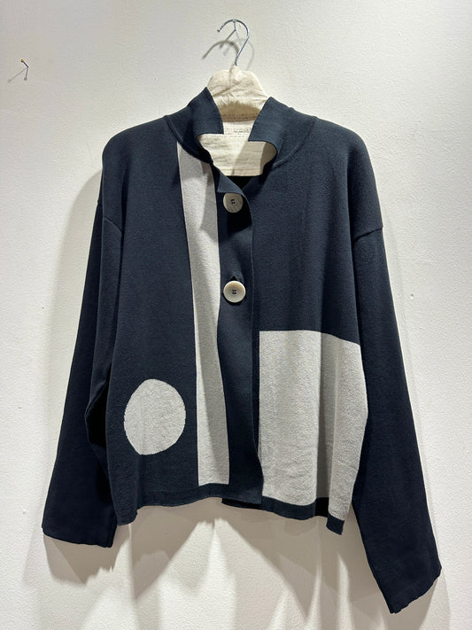 KNIT KNIT - Cardigan in cotone bicolore