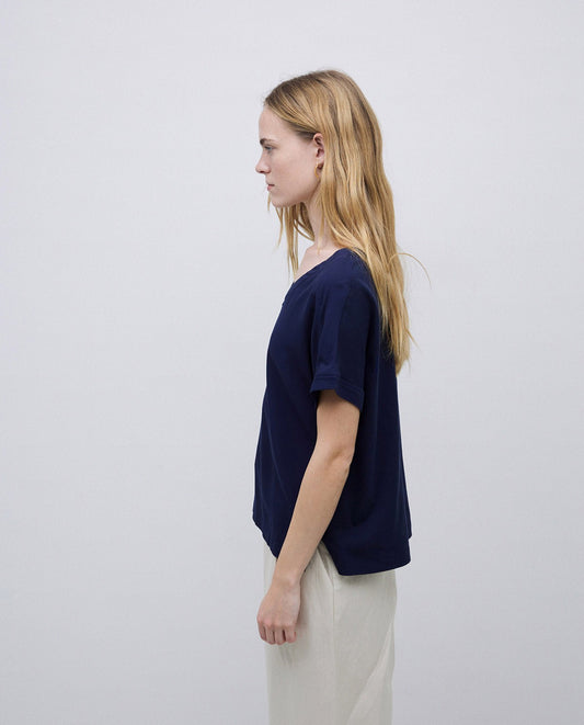 YERSE - T-shirt doppio tessuto, Blu