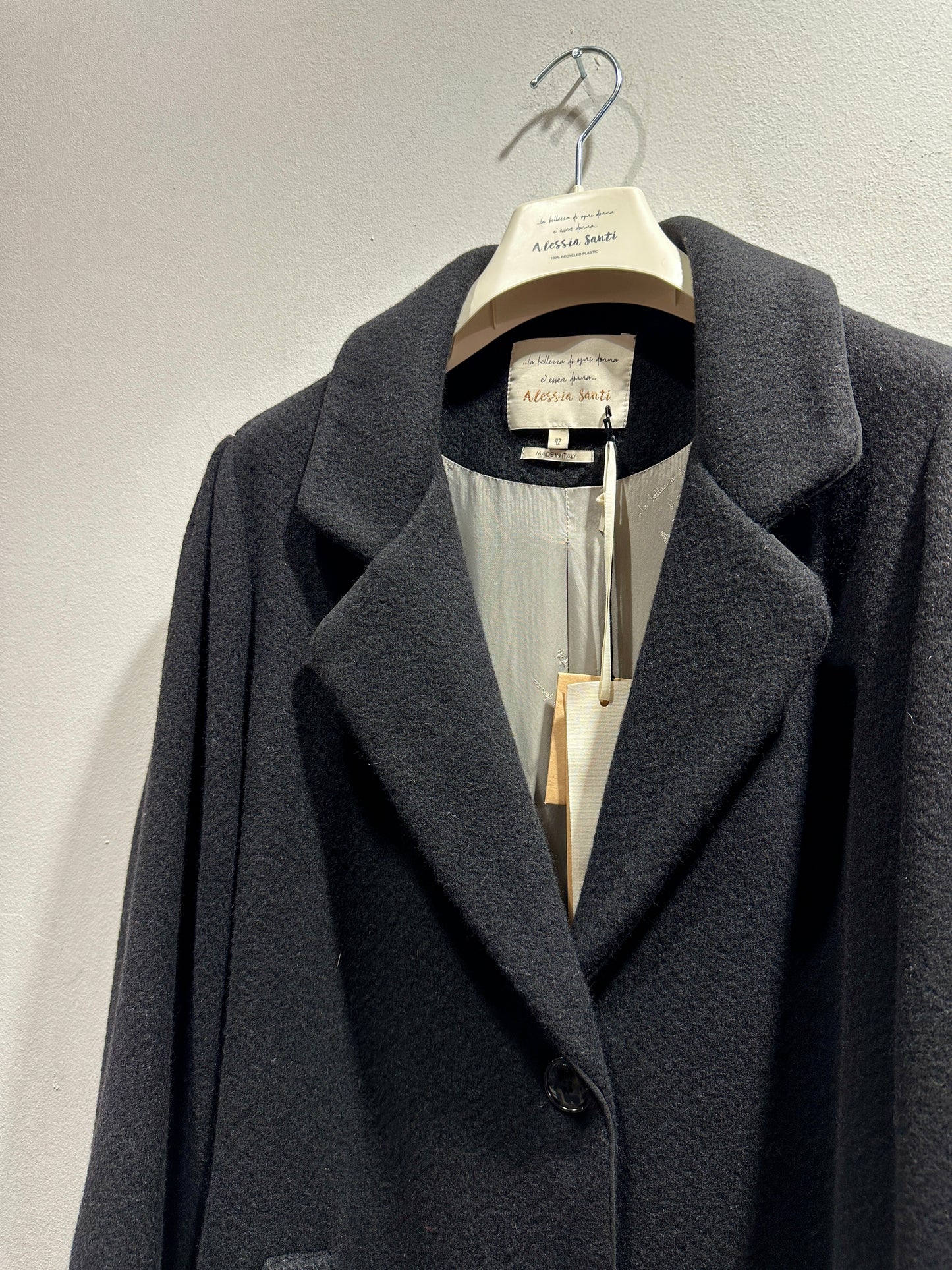 ALESSIA SANTI - Cappotto lungo misto lana con bottoni, Nero