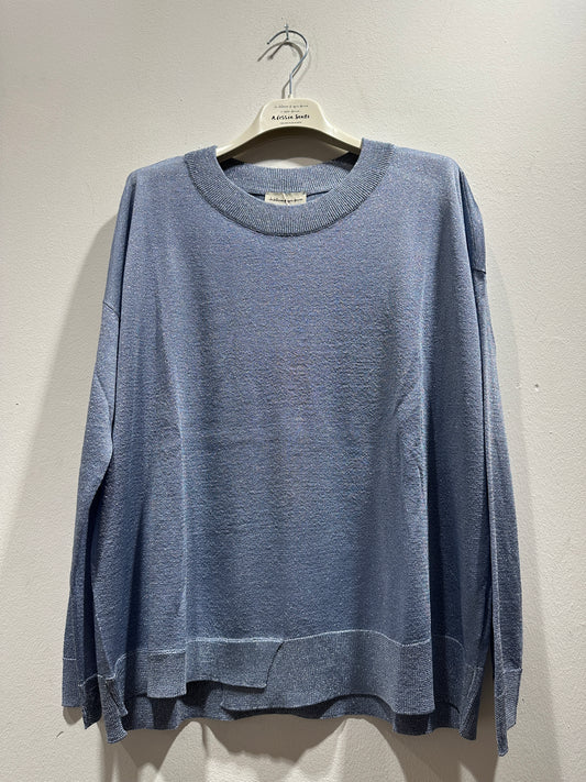 ALESSIA SANTI - Maglia inserti lurex, Azzurro