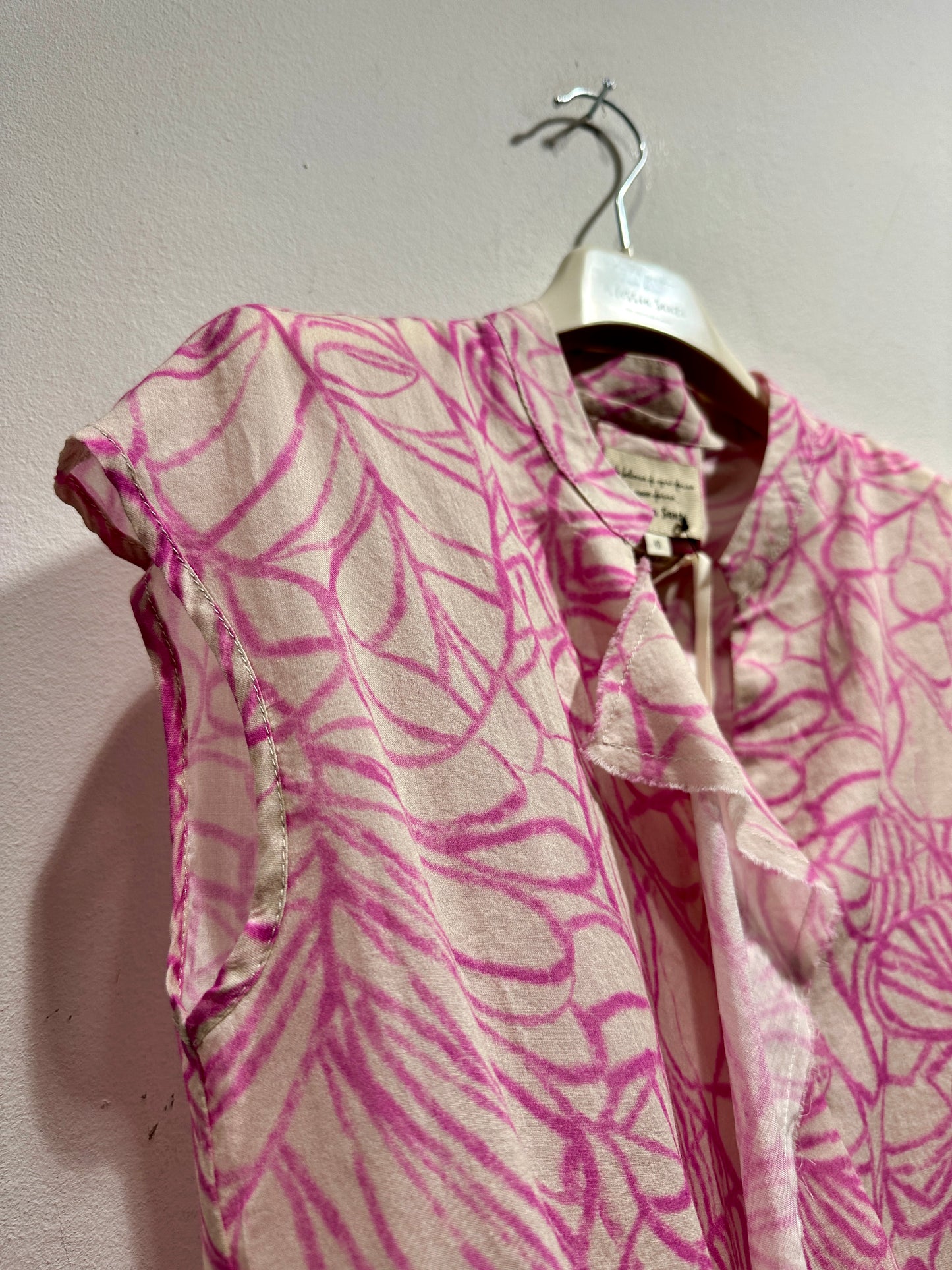 ALESSIA SANTI - Camicia fantasia con rouches, Fucsia