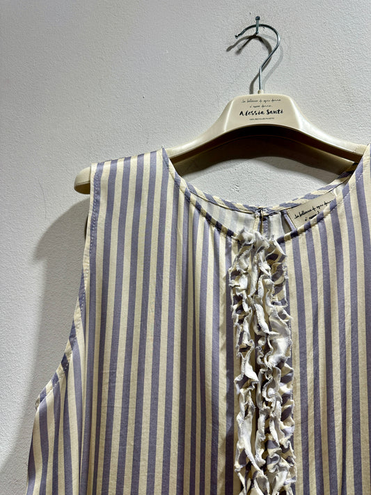 ALESSIA SANTI - Canotta rouches, riga Lilla