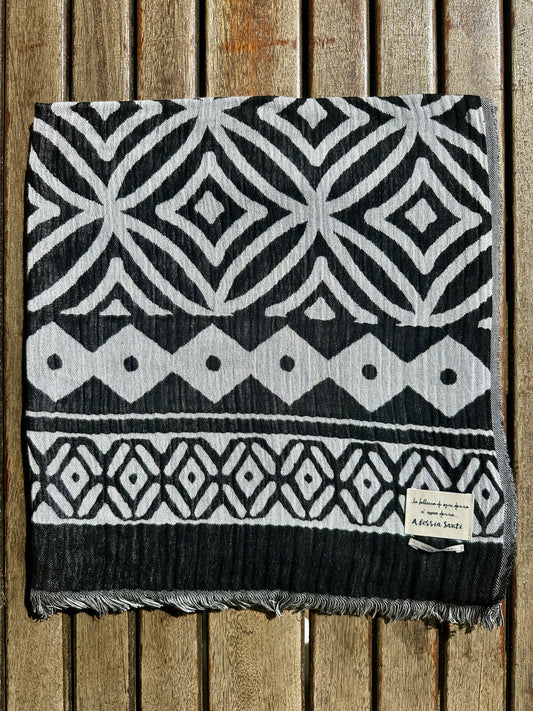 ALESSIA SANTI - Sciarpa stampa geometrica, Nero