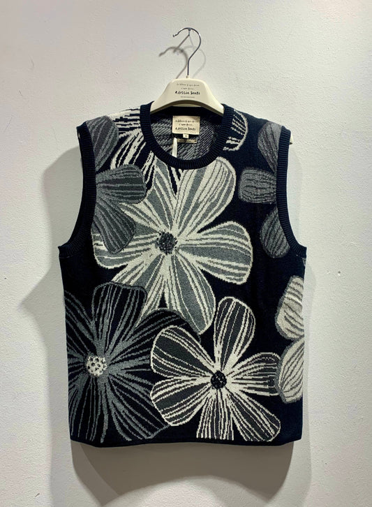 ALESSIA SANTI - Gilet stampa floreale, Nero