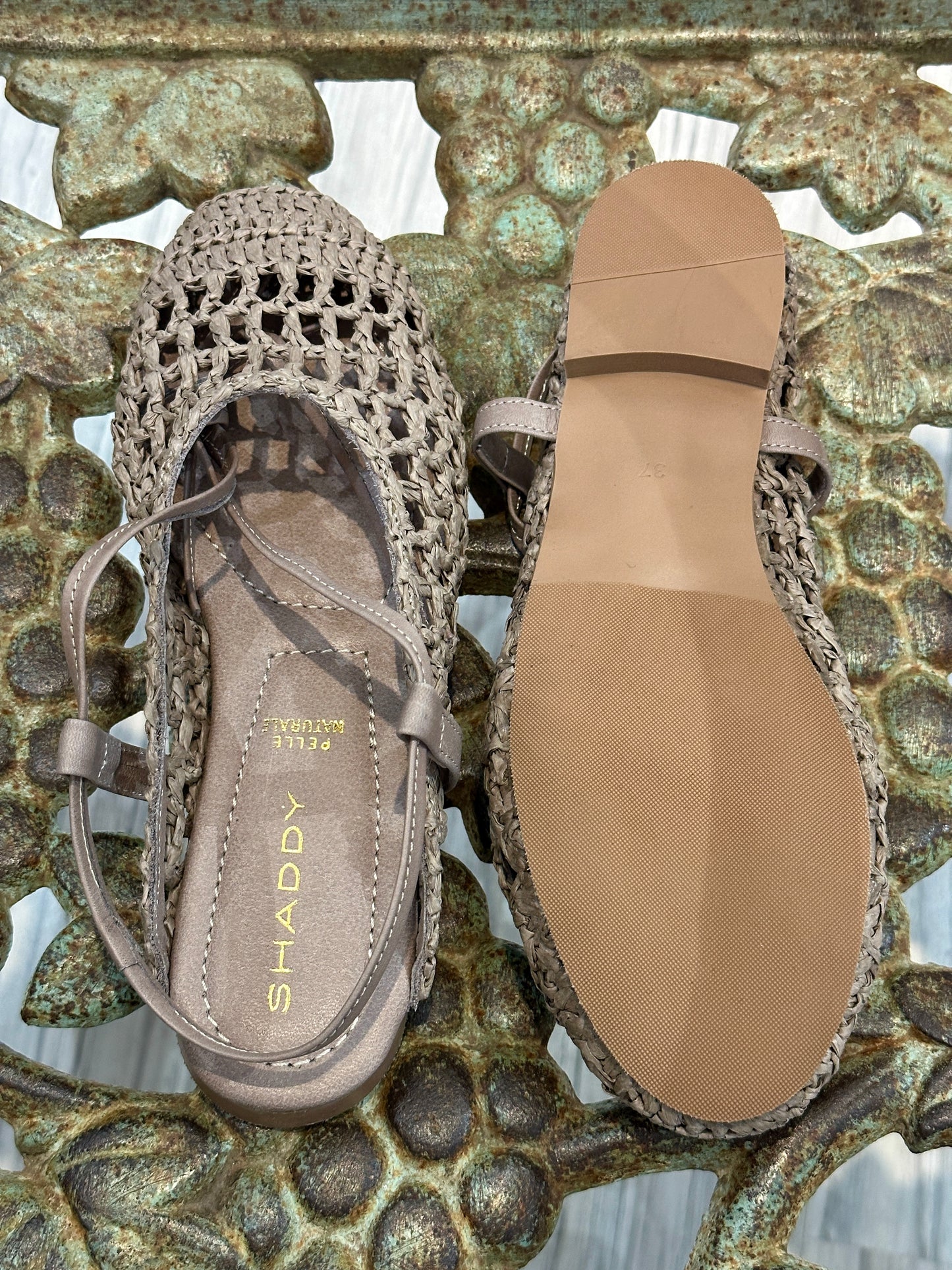 SHADDY - Sandalo traforato con lacci, Beige