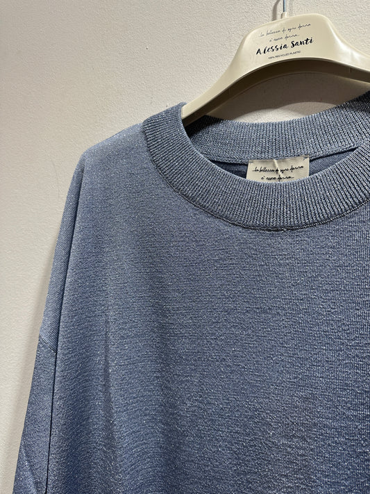 ALESSIA SANTI - Maglia inserti lurex, Azzurro