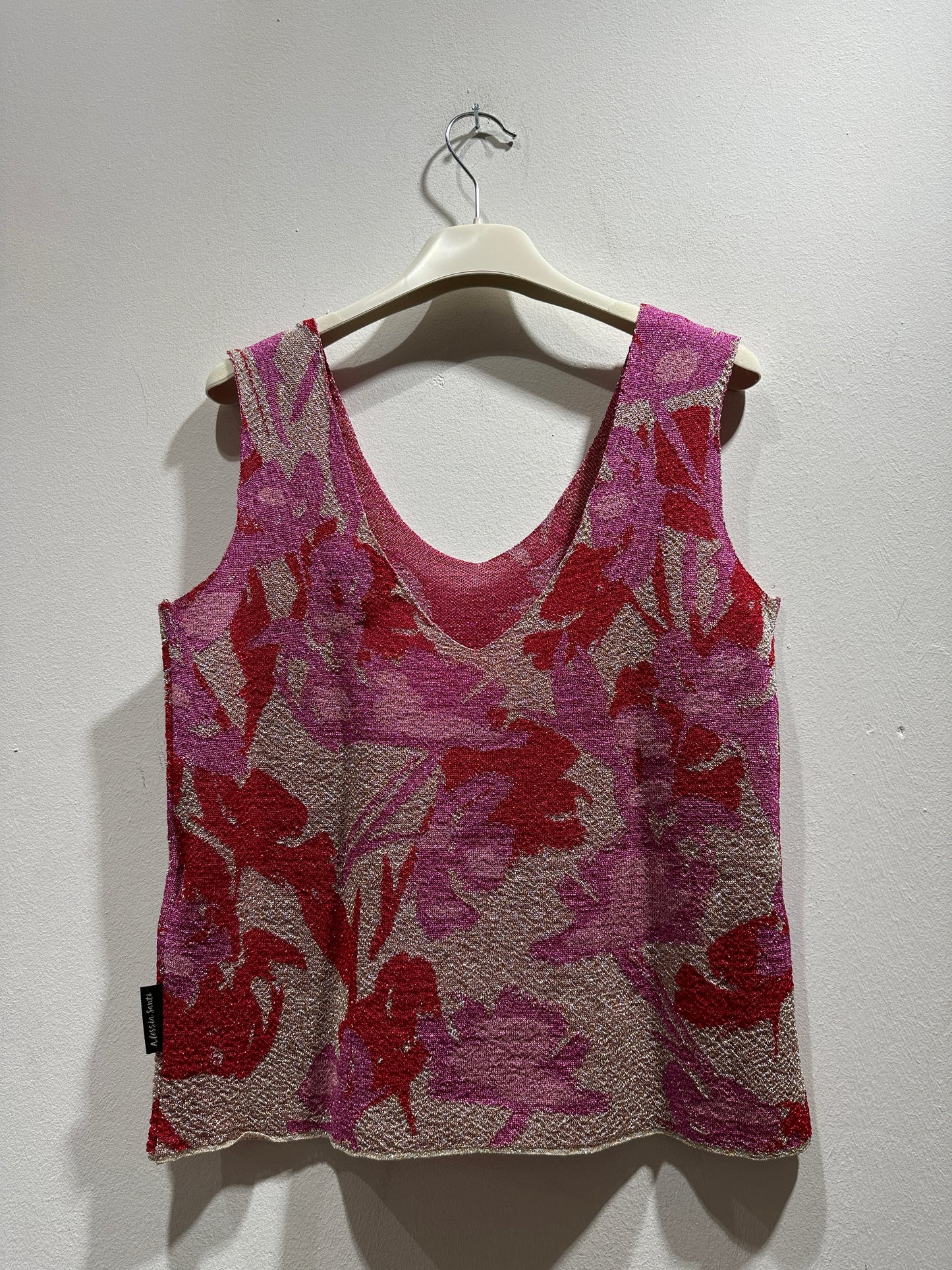 ALESSIA SANTI - Top lurex fantasia floreale, Rosa