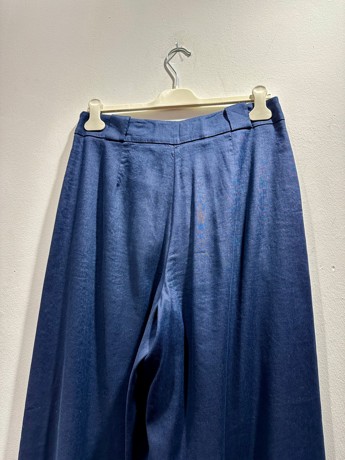 ALESSIA SANTI - Pantalone a palazzo misto lino, Blu