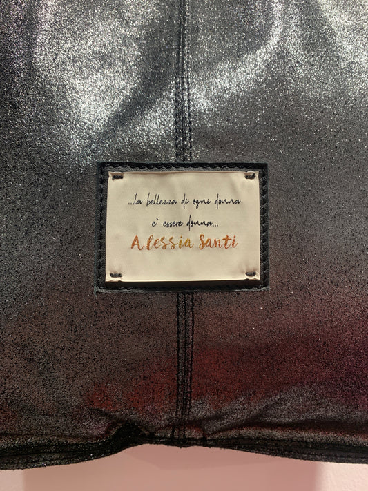 ALESSIA SANTI - Borsa in Pelle nera lurex