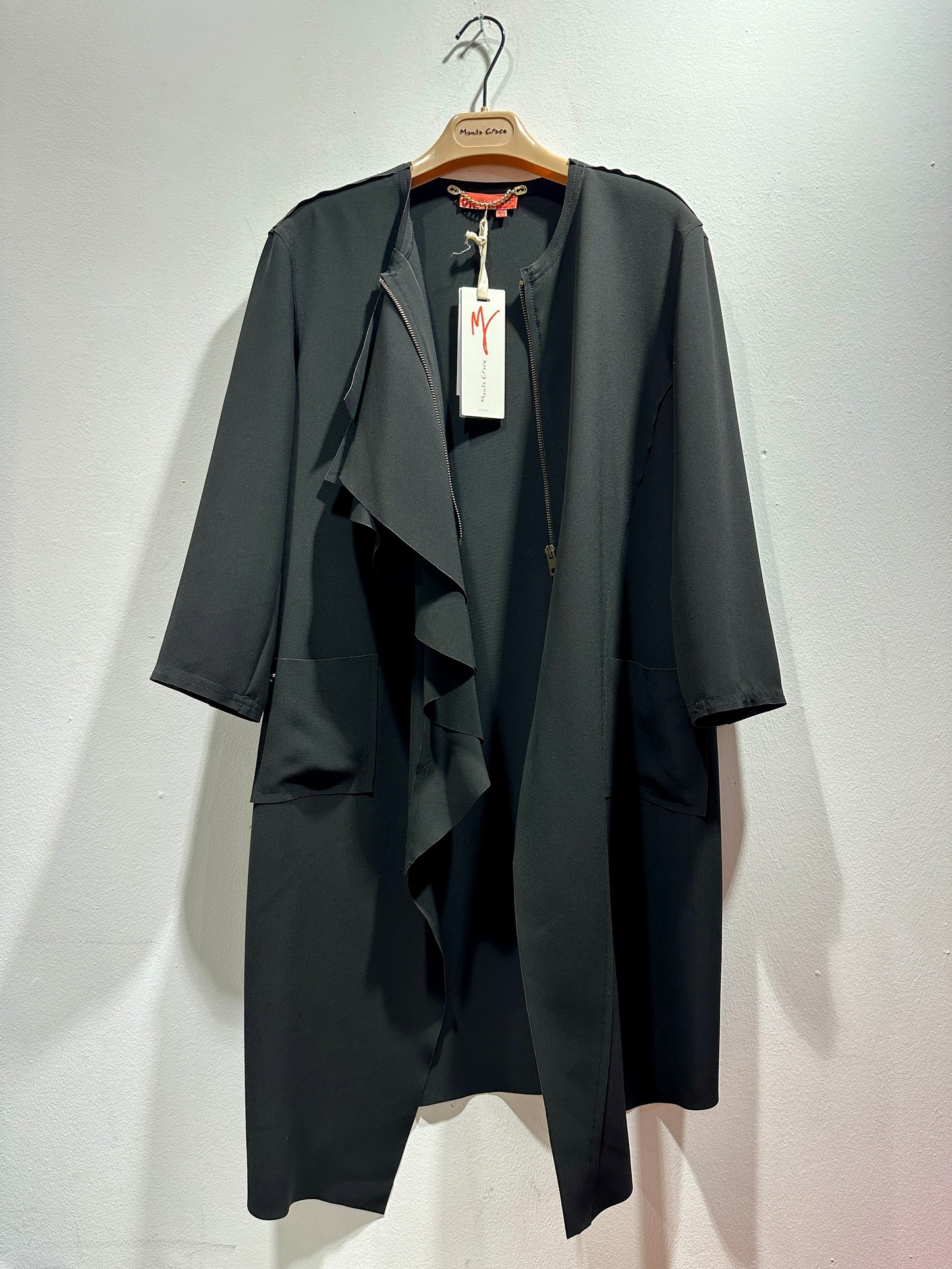 MANILA GRACE - Spolverino con jabot, Nero