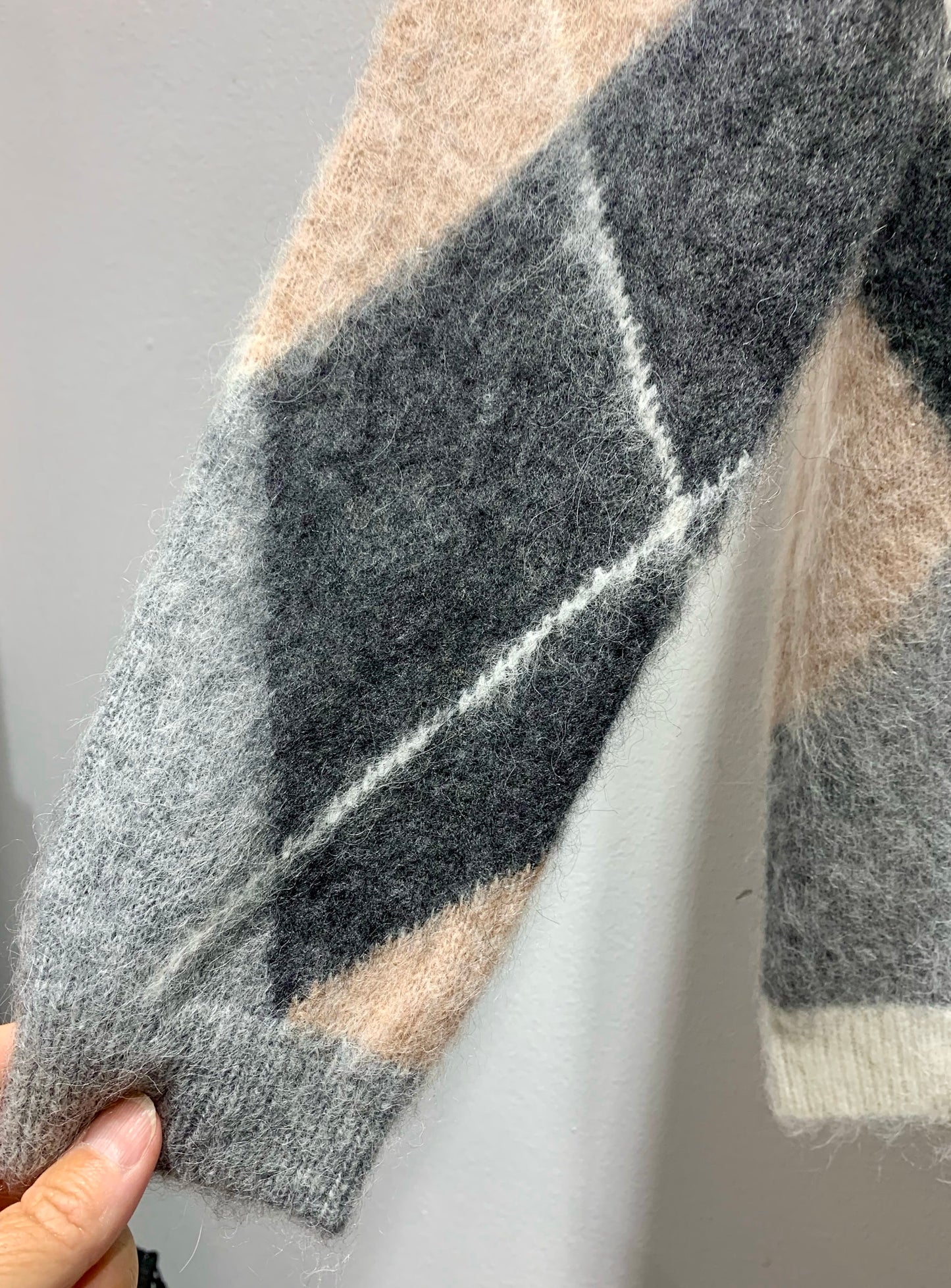 ALESSIA SANTI - Maglia rombi misto lana e alpaca, Beige