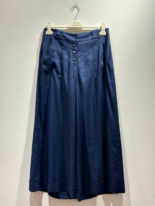 ALESSIA SANTI - Pantalone a palazzo misto lino, Blu