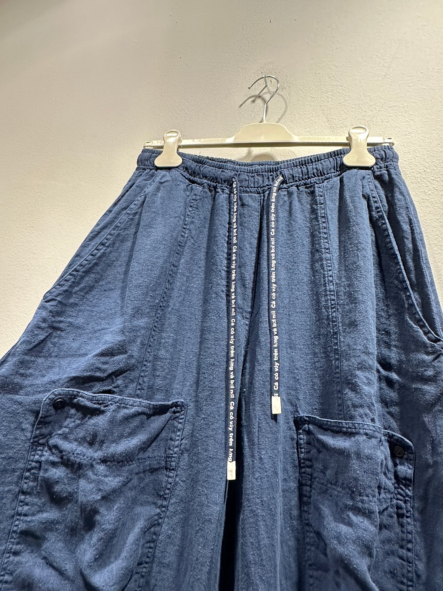 RUNDHOLZ - Pantalone balloon in lino, Navy