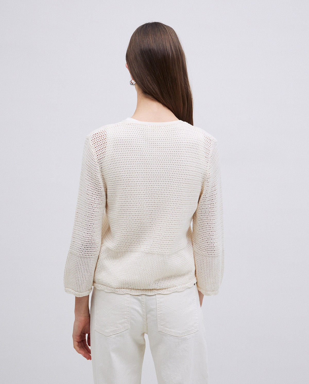 YERSE - Cardigan con lacci, Bianco