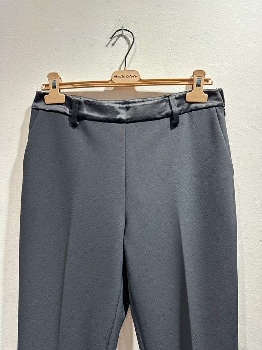 MANILA GRACE - Pantalone completo con dettagli lucidi, Nero