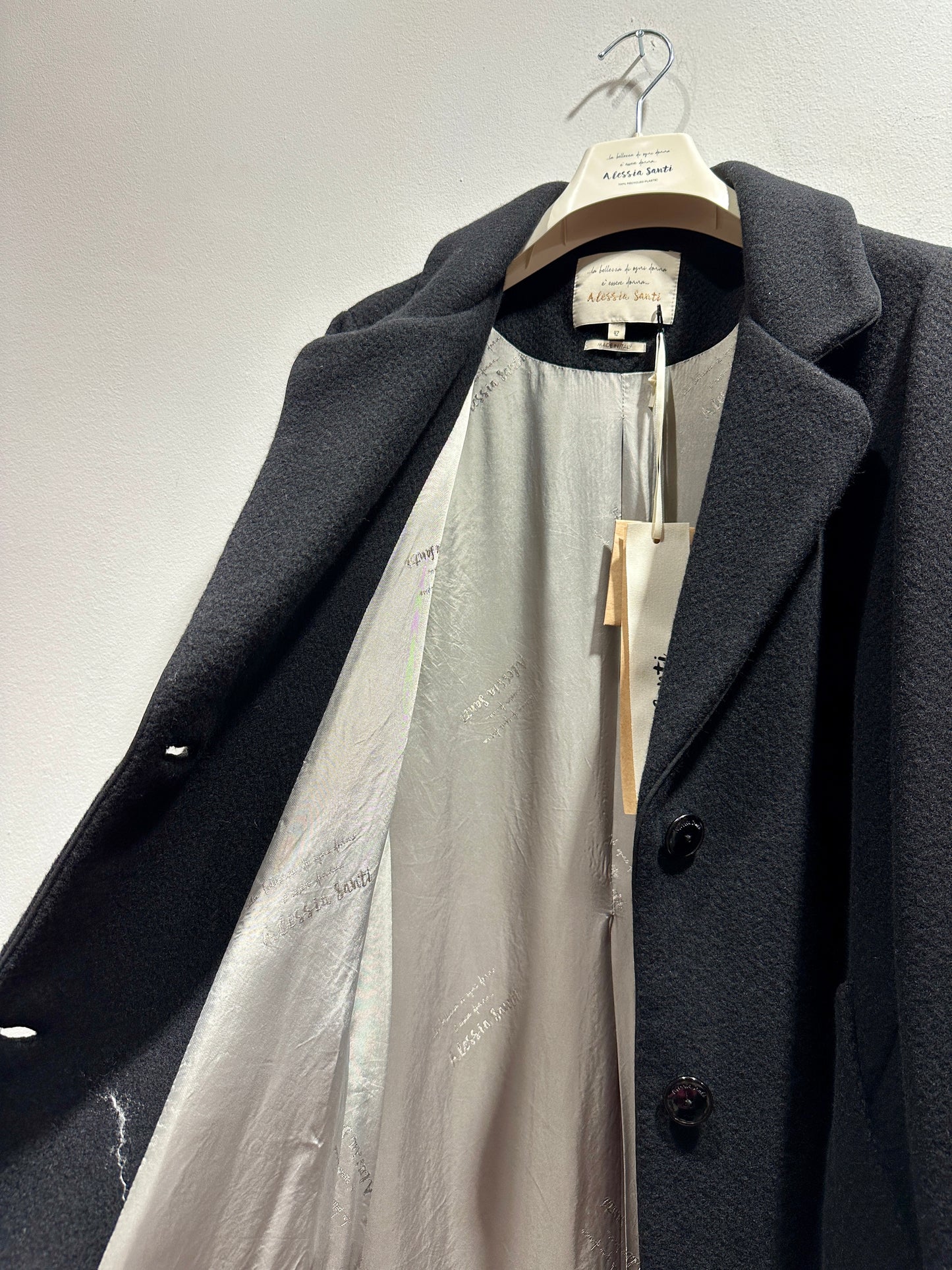ALESSIA SANTI - Cappotto lungo misto lana con bottoni, Nero