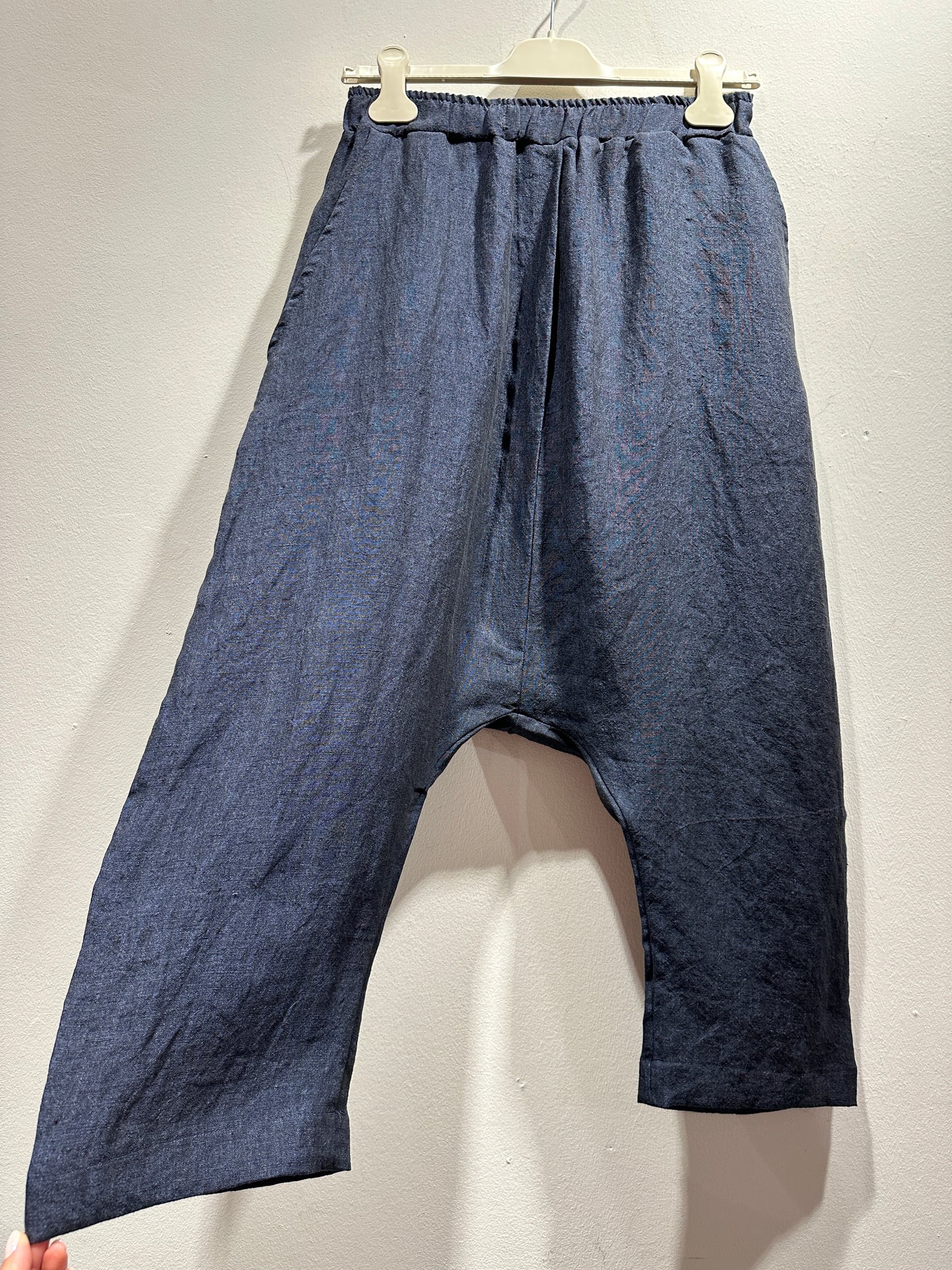 MAMA B - Pantalone in lino Lippia A,Blu