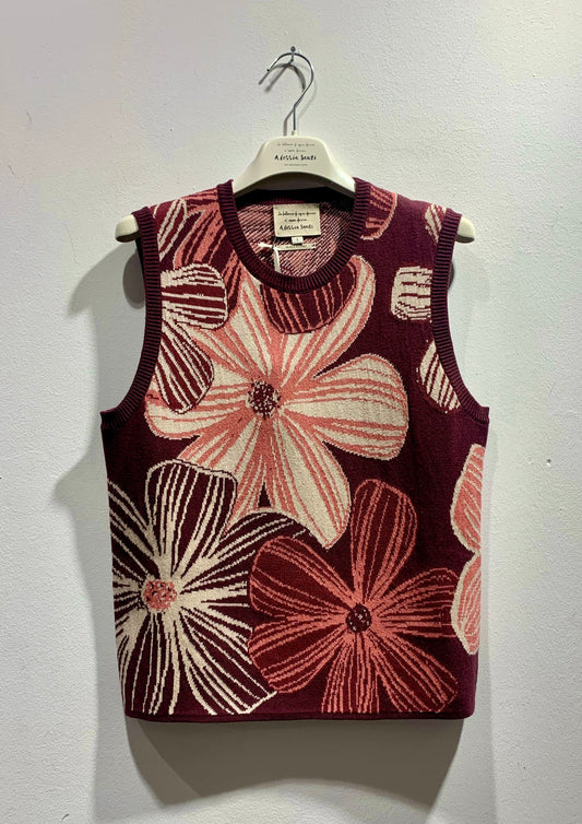 ALESSIA SANTI - Gilet stampa floreale, Bordeuax