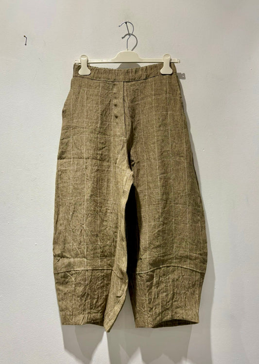 MAMA B - Pantalone Rima E in lino, Quadro Cumino