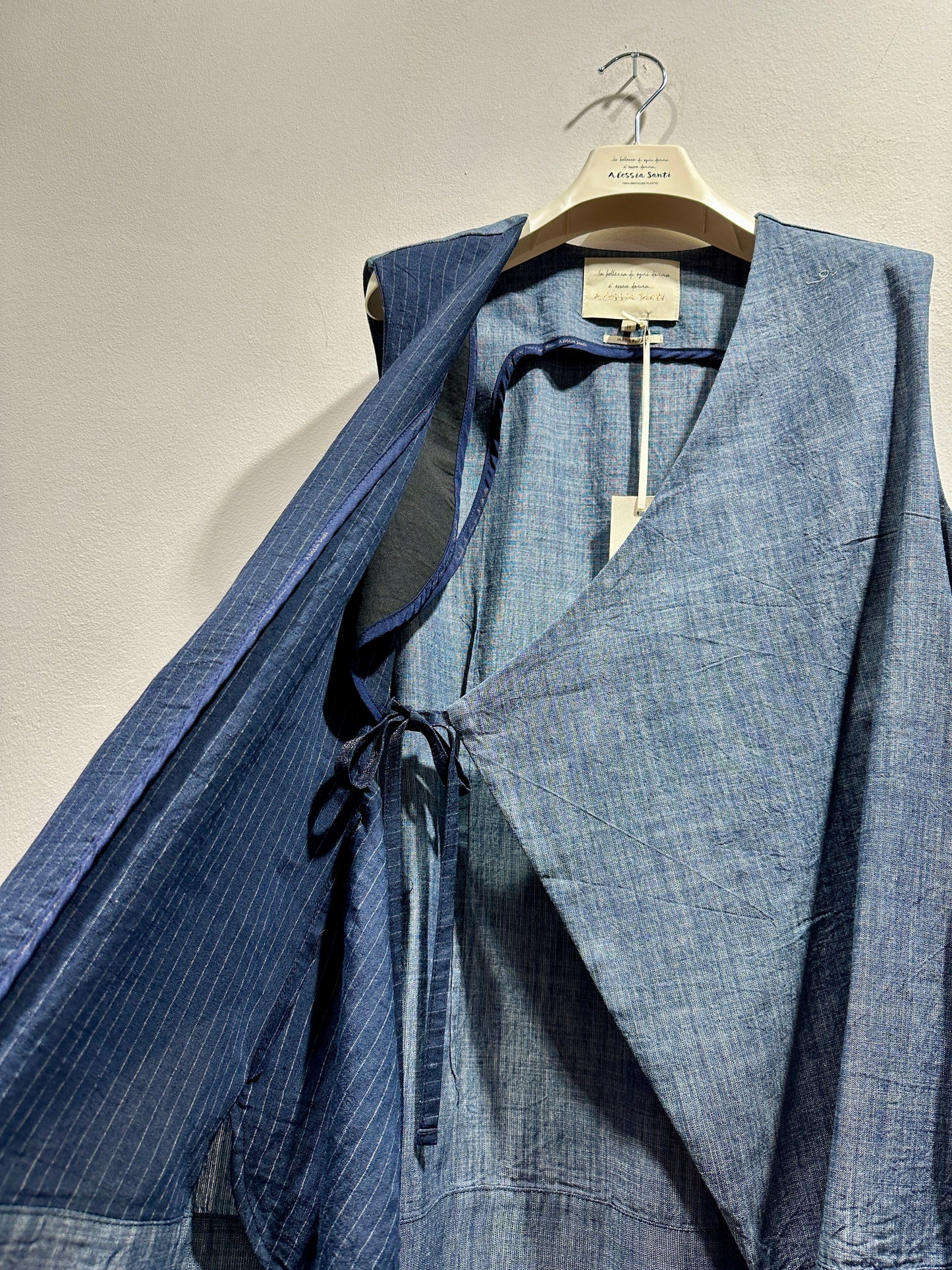 ALESSIA SANTI - Gilet lungo in cotone, Blu