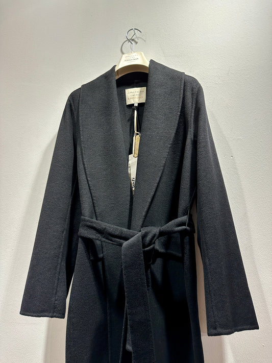 ALESSIA SANTI - Cappotto lungo misto lana con fusciacca, Nero