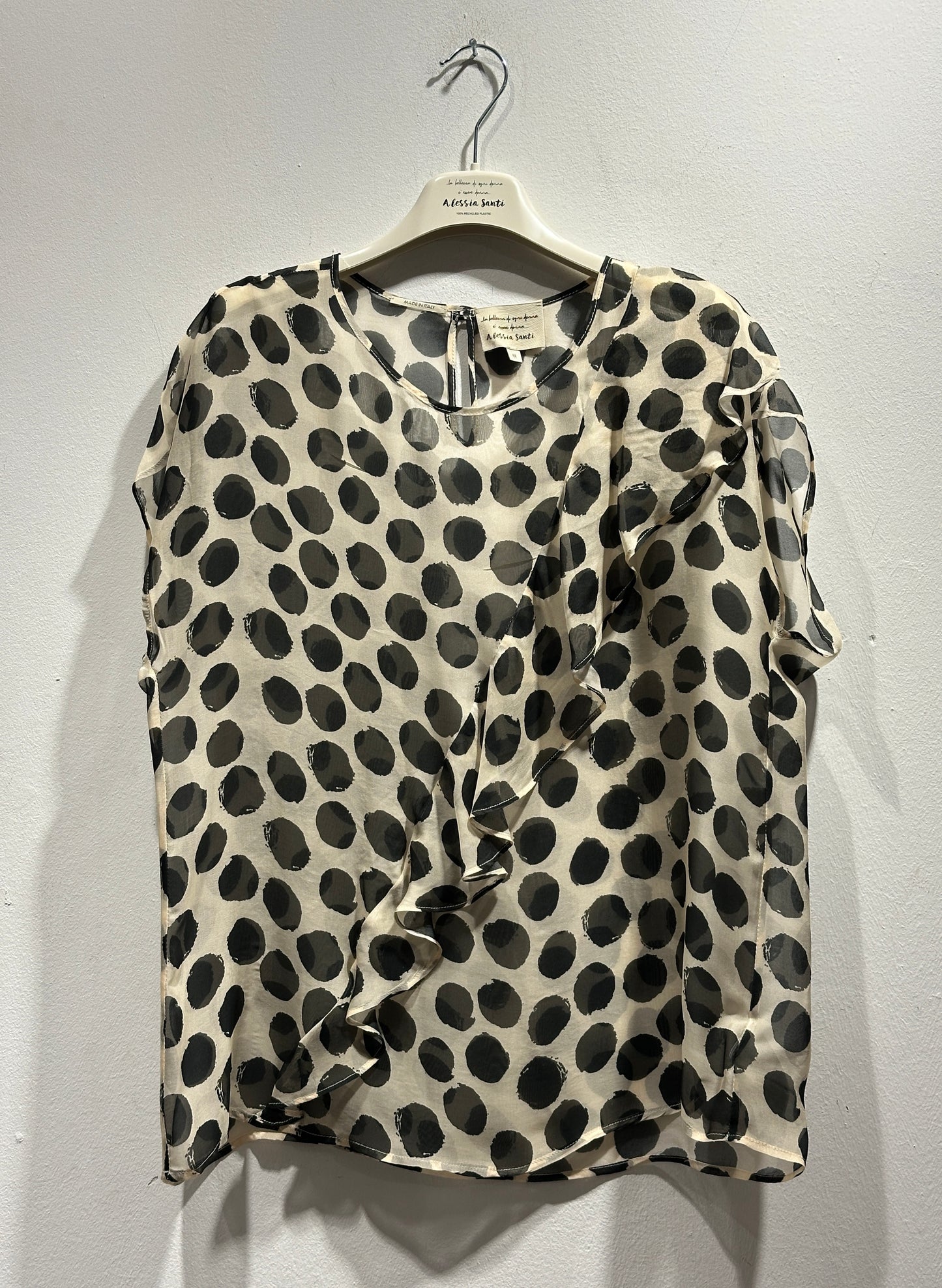 ALESSIA SANTI - Blusa pois rouches, Nero