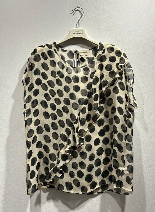 ALESSIA SANTI - Blusa pois rouches, Nero