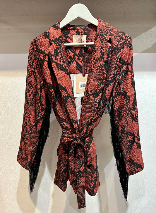 MEME ROAD - Giacca con frange, Stampa Pitonata