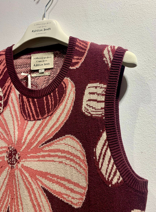 ALESSIA SANTI - Gilet stampa floreale, Bordeuax