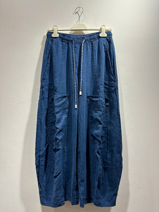RUNDHOLZ - Pantalone balloon in lino, Navy