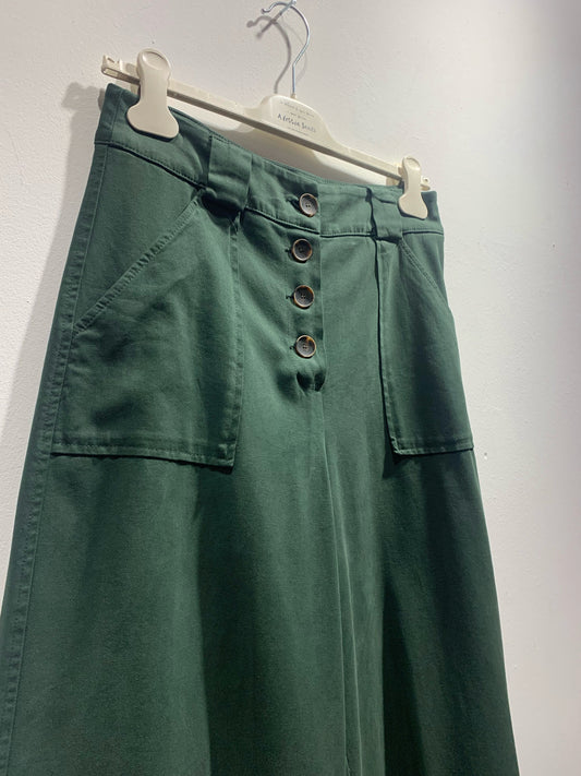 ALESSIA SANTI - Pantalone a palazzo in cotone, Verde