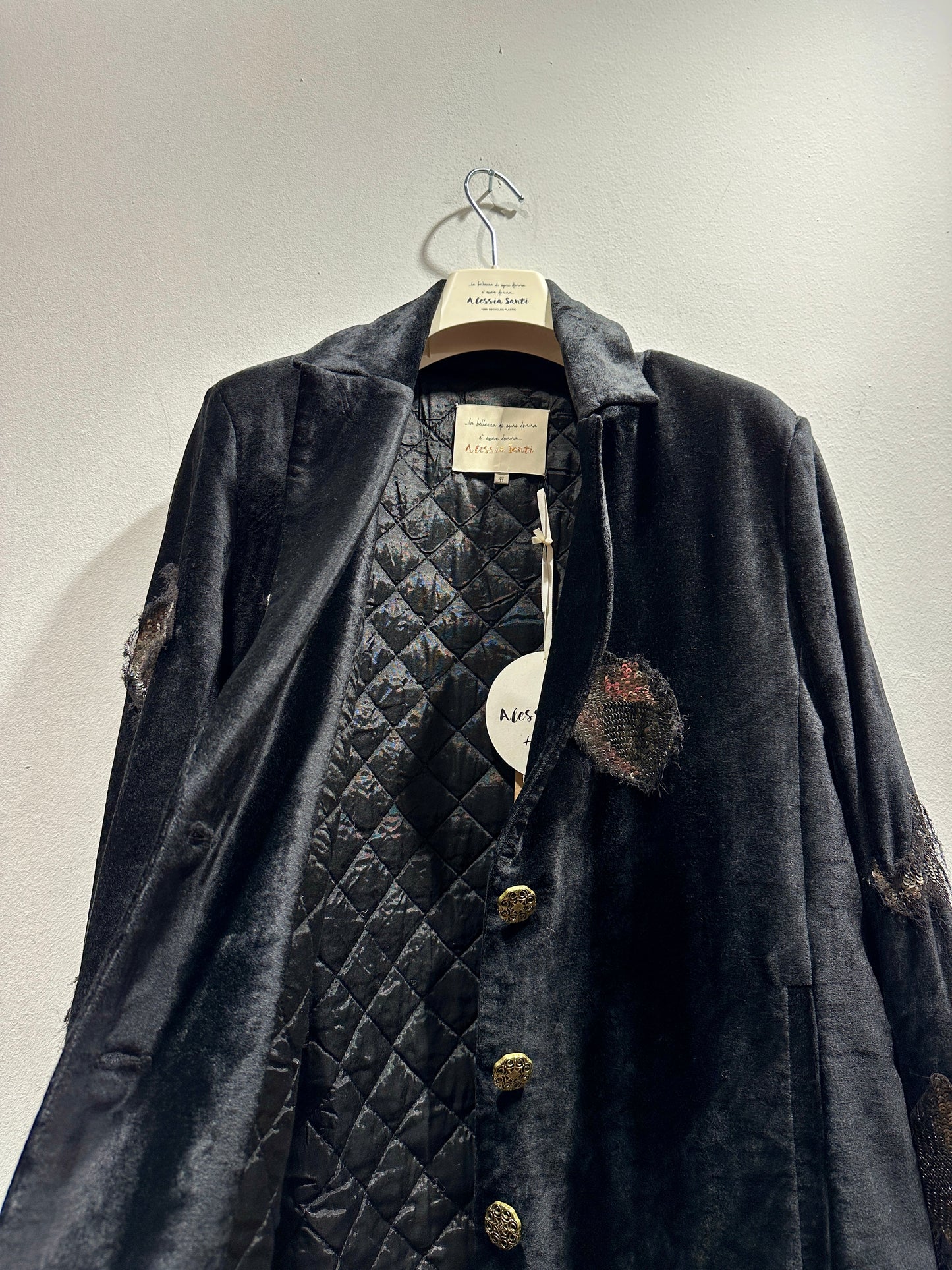 ALESSIA SANTI - Cappotto lungo imbottito con paillettes